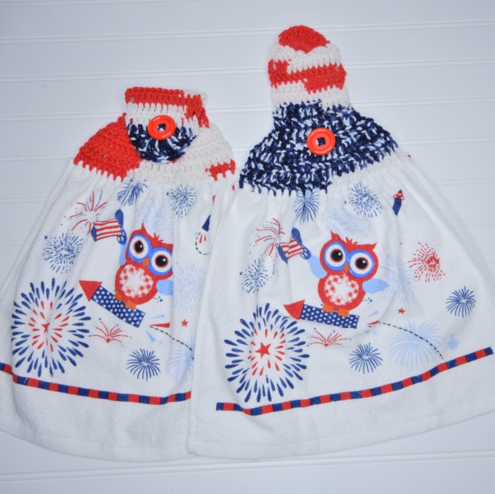 Patriotic Crochet Top Towel SET of 2
